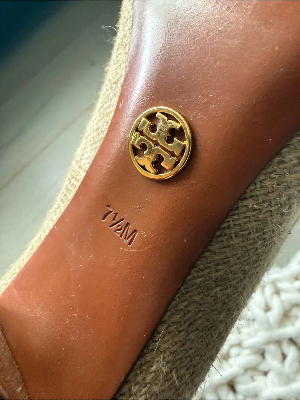 Tory Burch Natural Beige Textured Block Heel Pumps